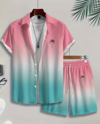 Camisa y pantalones cortos estampado palmera